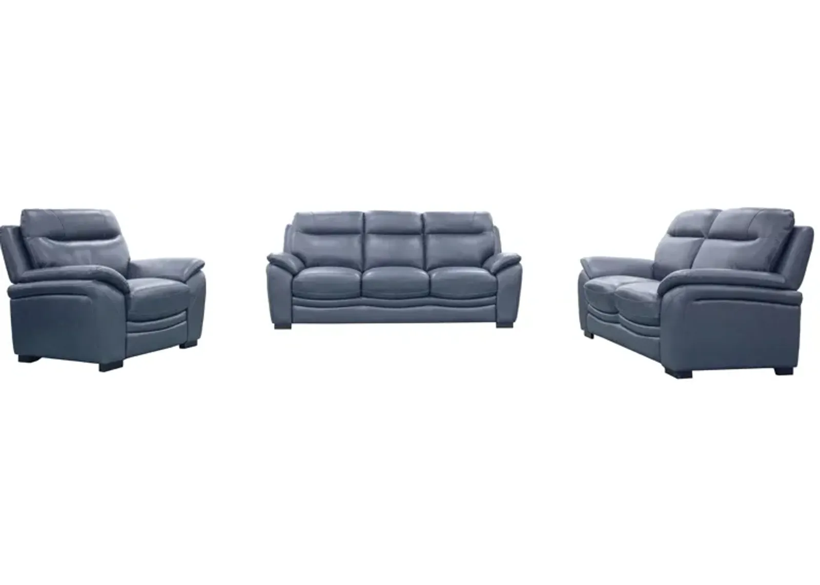 3 Piece Living Room Set in Top-Grain Leather Match PVC