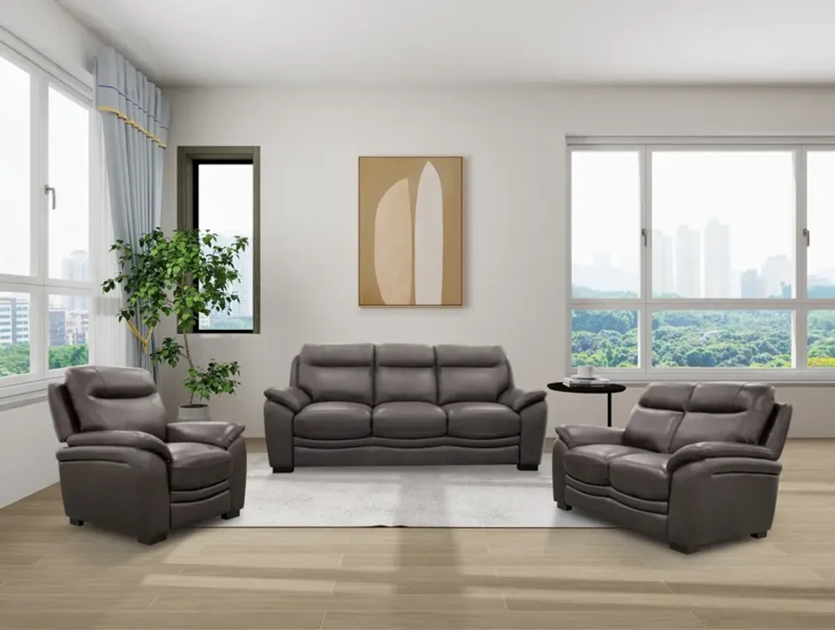 3 Piece Living Room Set in Top-Grain Leather Match PVC