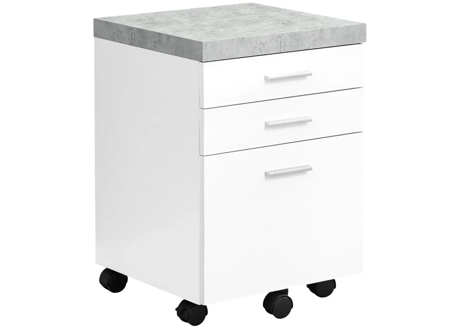 Particle Board And Filing Cabinet With 3 Drawers - White