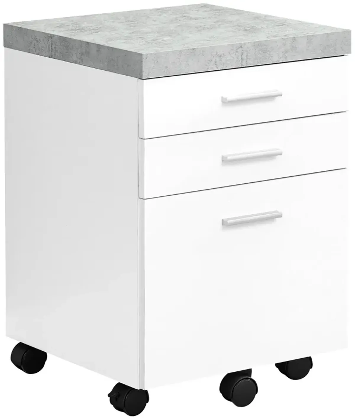 Particle Board And Filing Cabinet With 3 Drawers - White