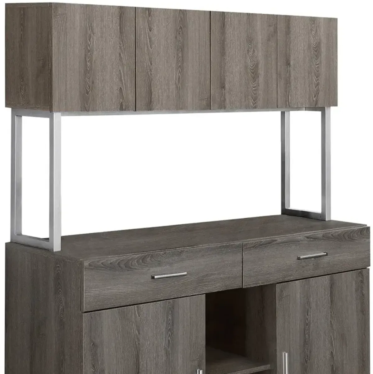 Silver Particle Board Hollow Core Metal Office Cabinet - Dark Taupe