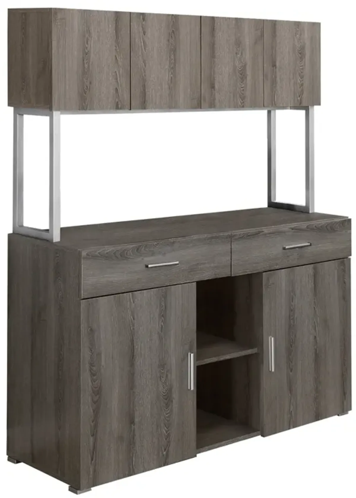 Silver Particle Board Hollow Core Metal Office Cabinet - Dark Taupe