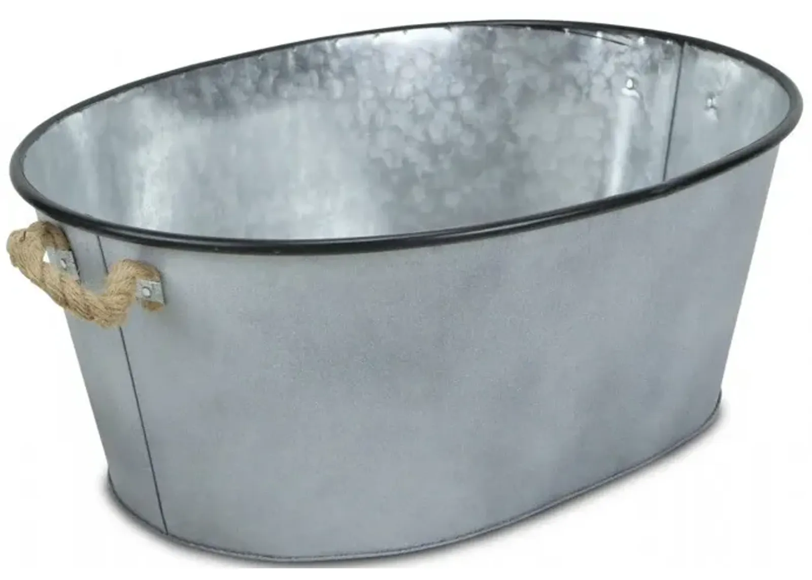 Farmhouse Metal Bucket With Rope Handles - Silver