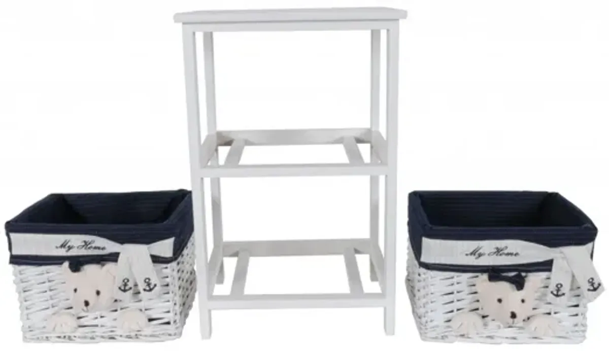 Portable 2 Drawers - White Blue