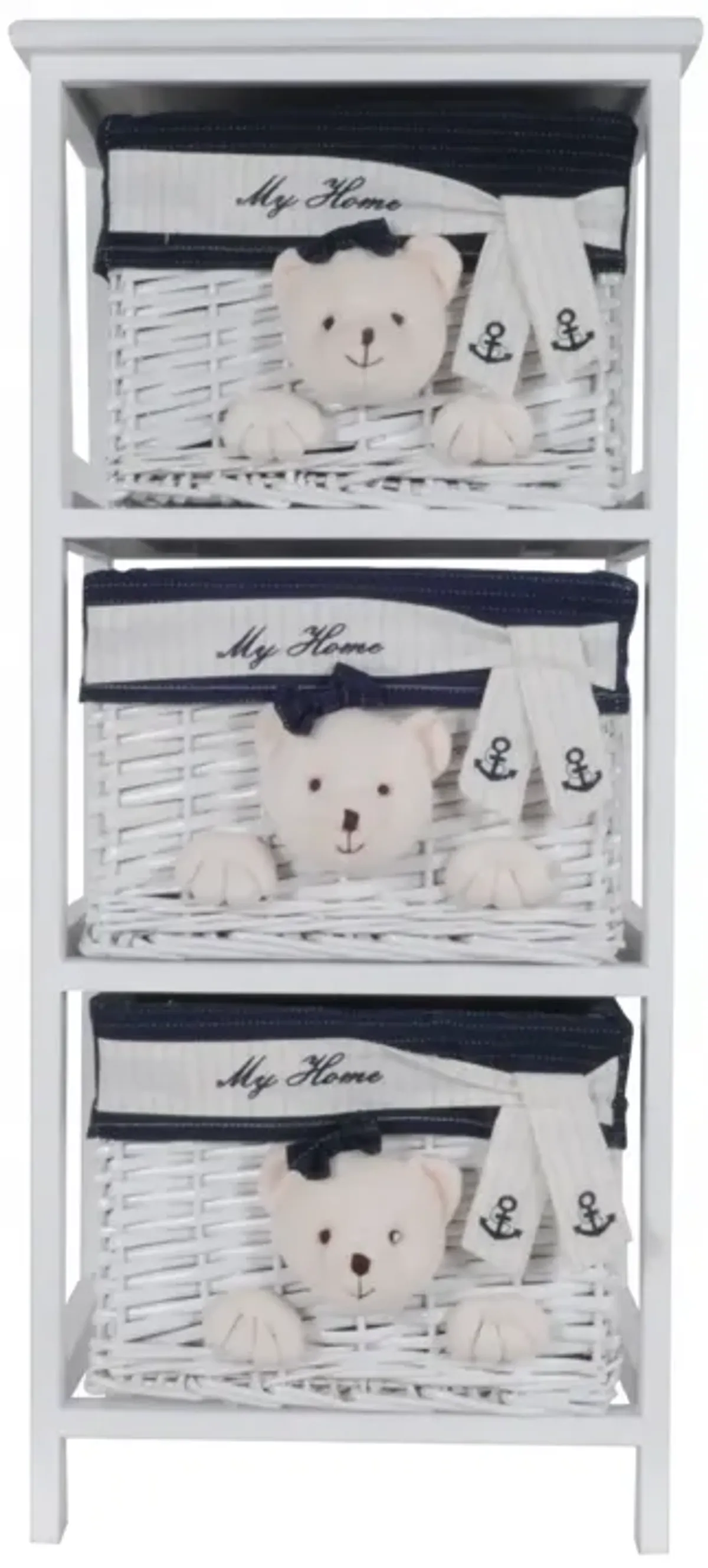 Portable 3 Drawers - White Blue