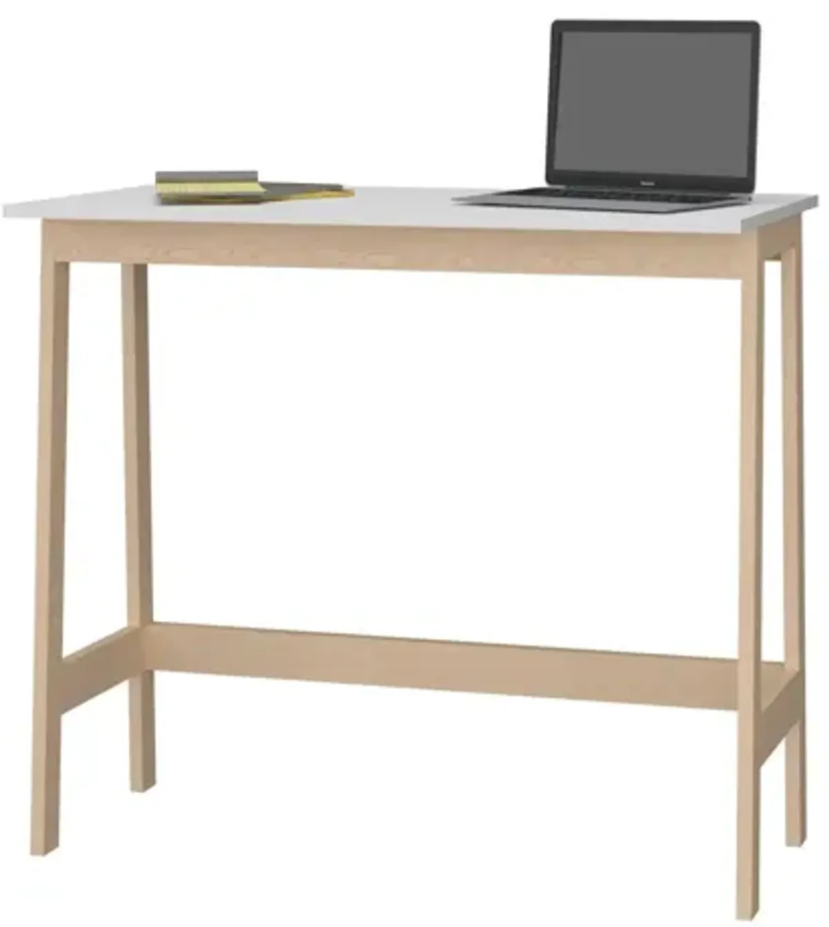 Modern Narrow Table Desk - Natural / White