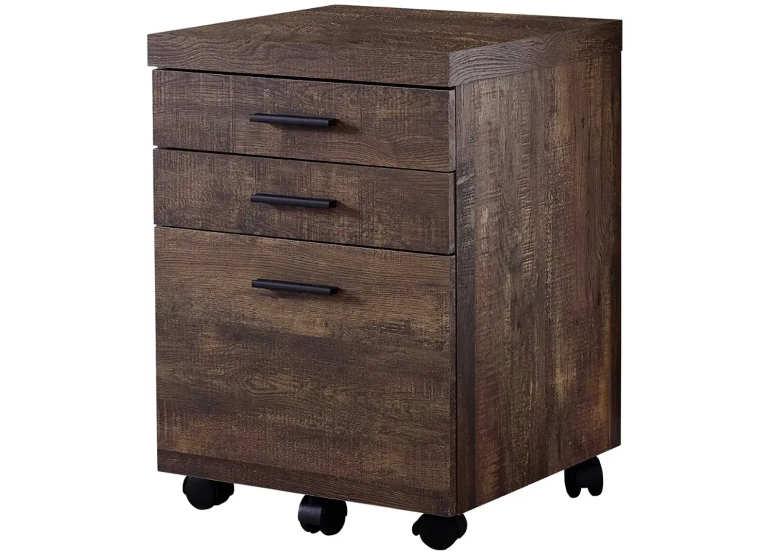 Particle Board And Filing Cabinet With 3 Drawers - Brown