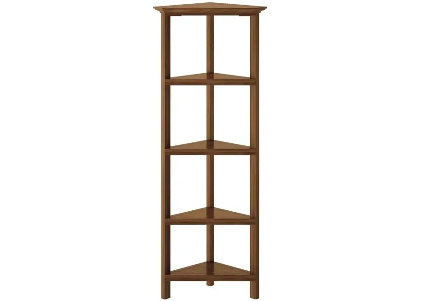 Solid Wood Four Tier Corner Bookcase - Walnut