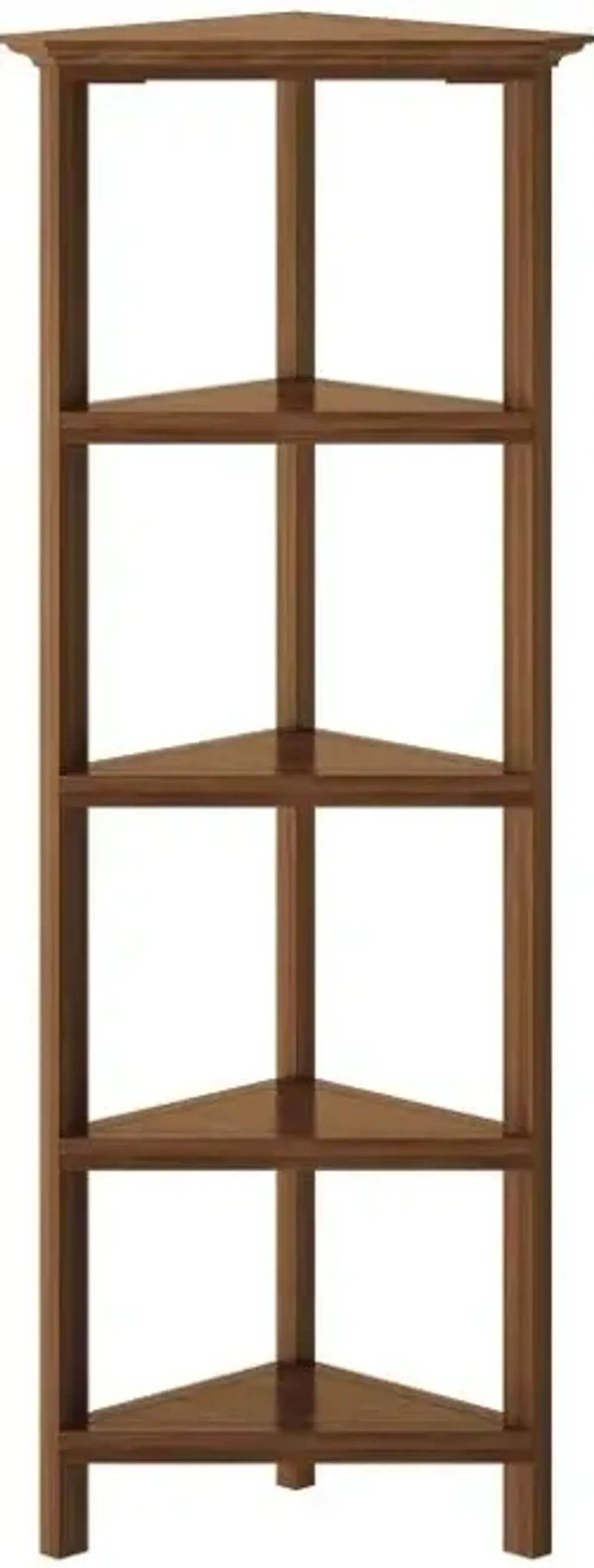 Solid Wood Four Tier Corner Bookcase - Walnut