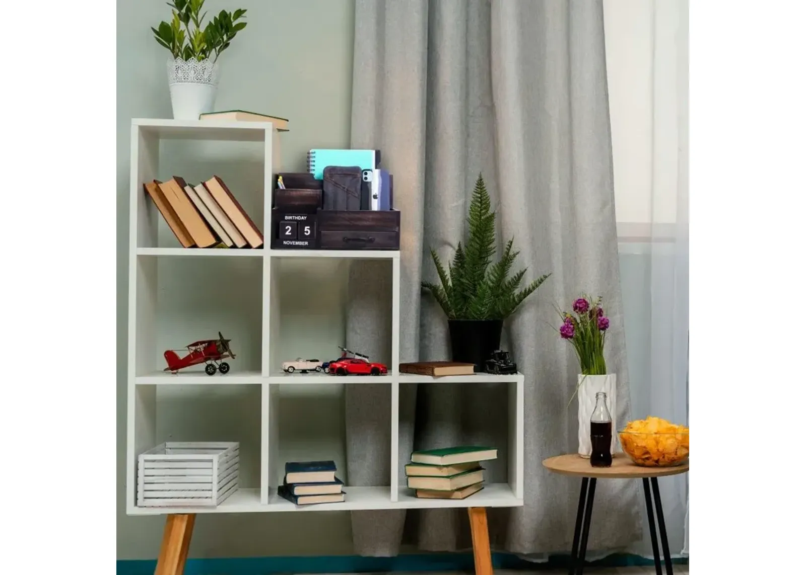 Rustic Wood Desk Or Counter Organizer - Black