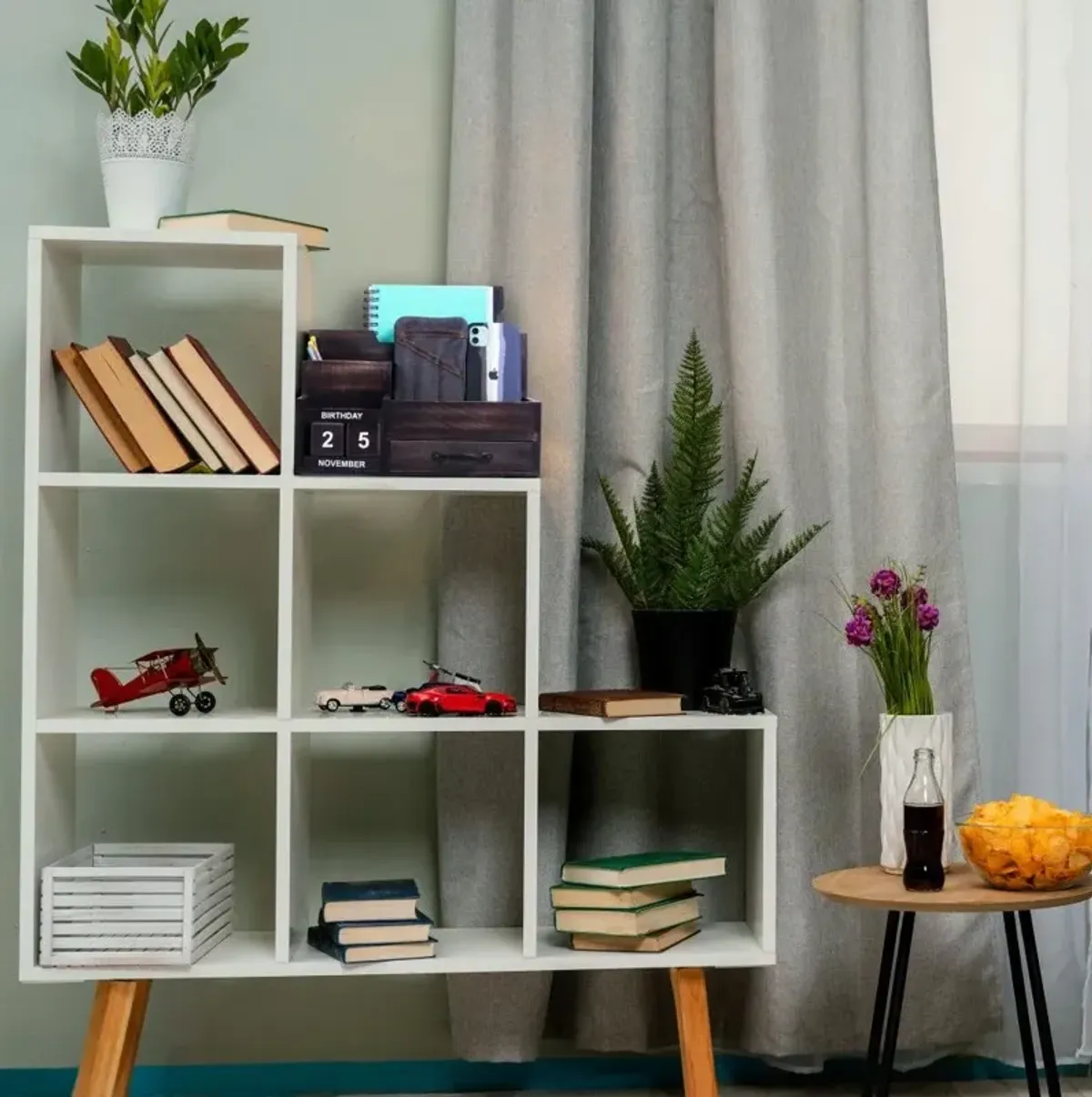 Rustic Wood Desk Or Counter Organizer - Black