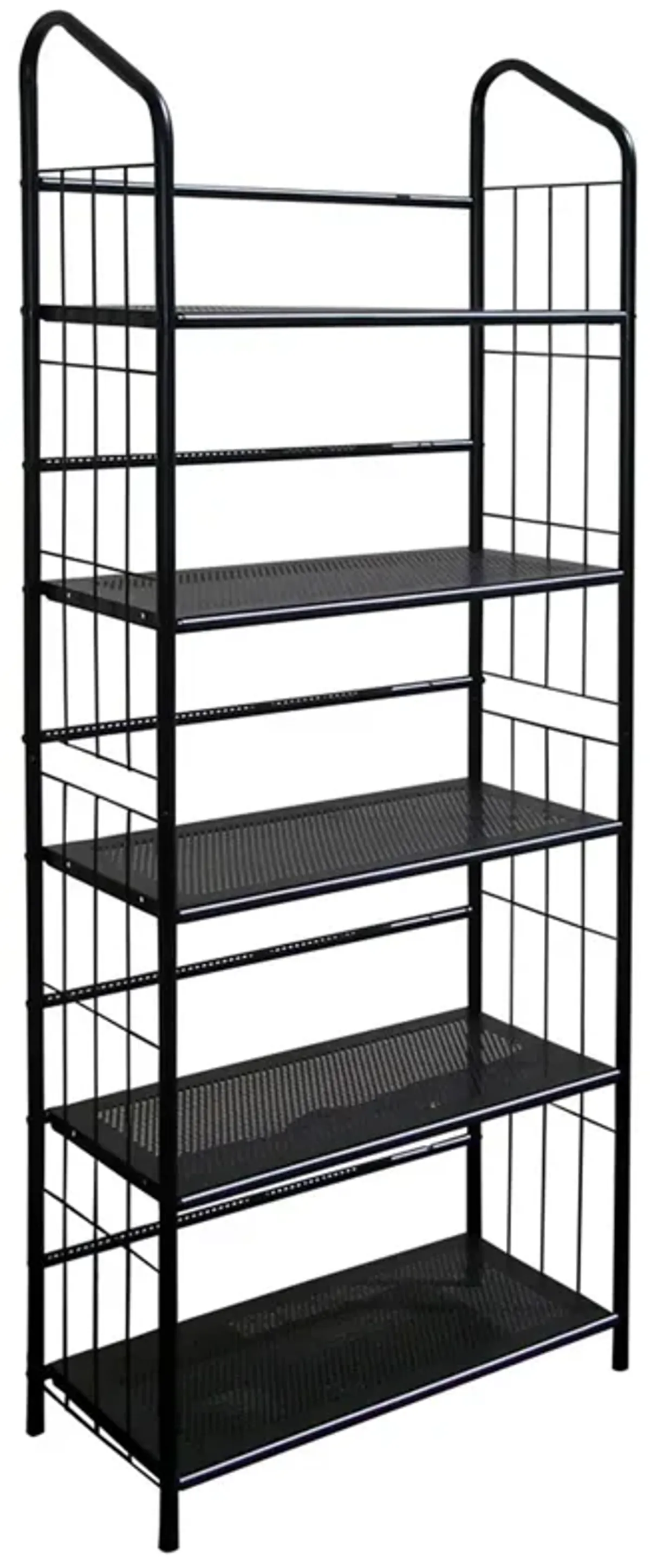 Five Shelf Metal Standing Book Shelf - Black