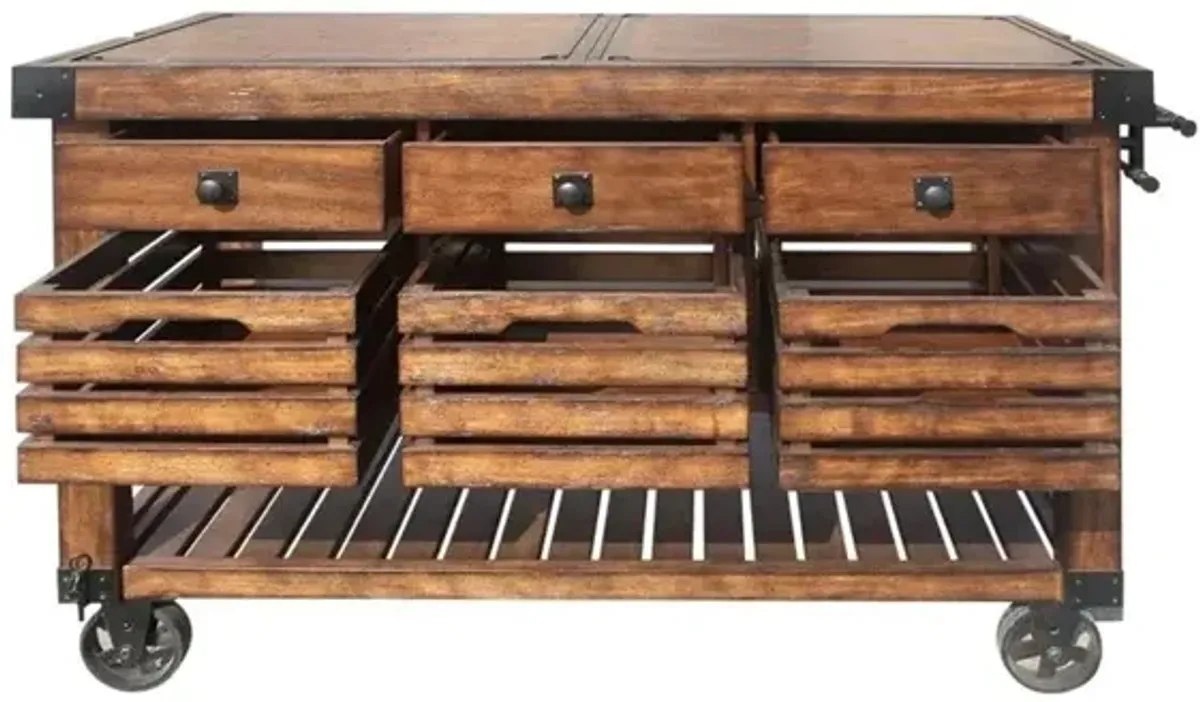 Rolling Kitchen Cart With Storage - Brown
