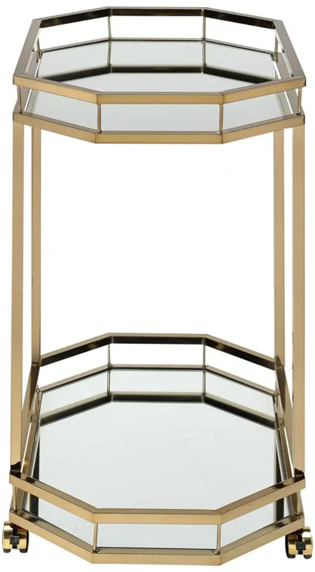 Metal Serving Cart With 2 Mirror Shelves - Champagne