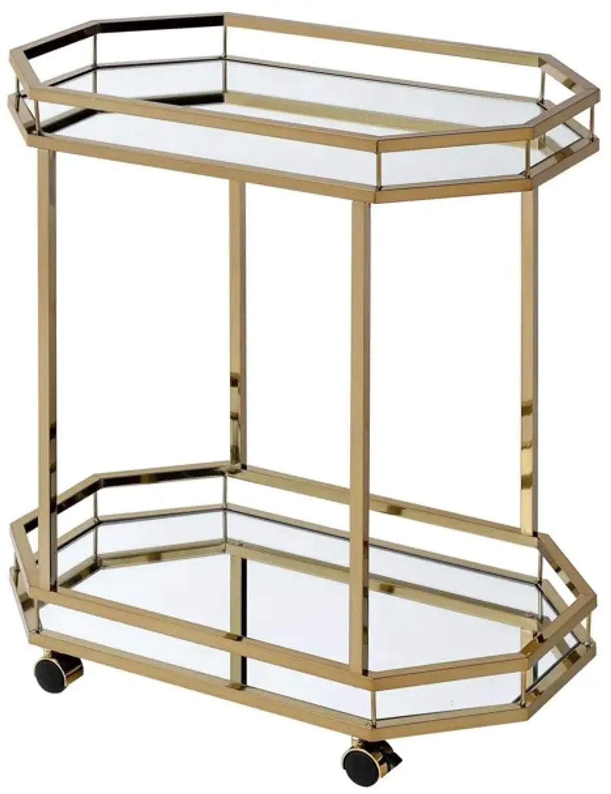 Metal Serving Cart With 2 Mirror Shelves - Champagne