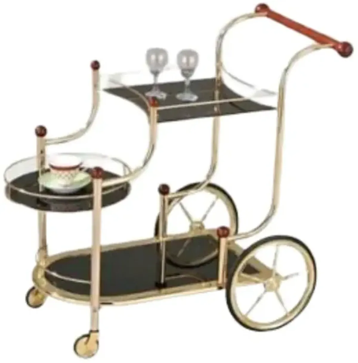 Plated Glass Serving Cart - Golden / Black