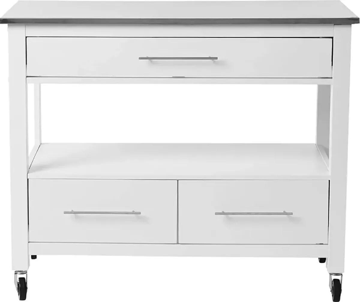 Rolling Kitchen Island Or Bar Cart - White / Stainless