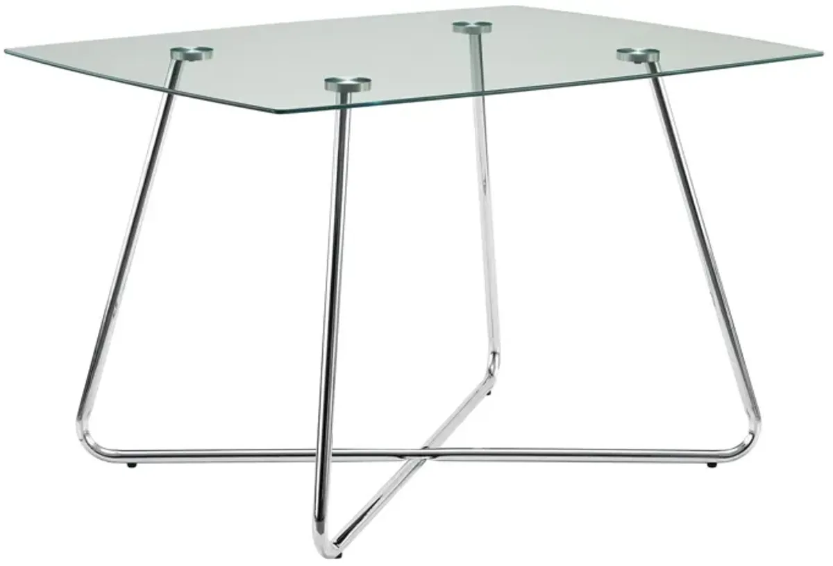 Metal And Clear Tempered Glass Dining Table - Chrome