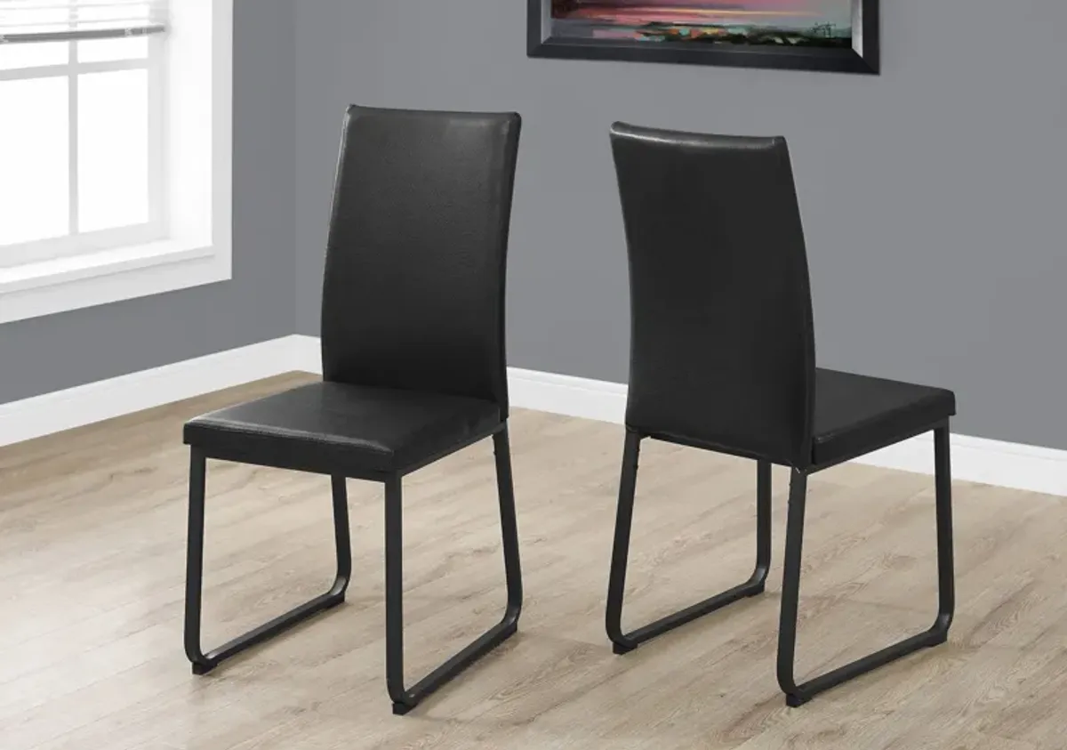 Upholstered Faux Leather Dining Side Chairs (Set of 2) - Black
