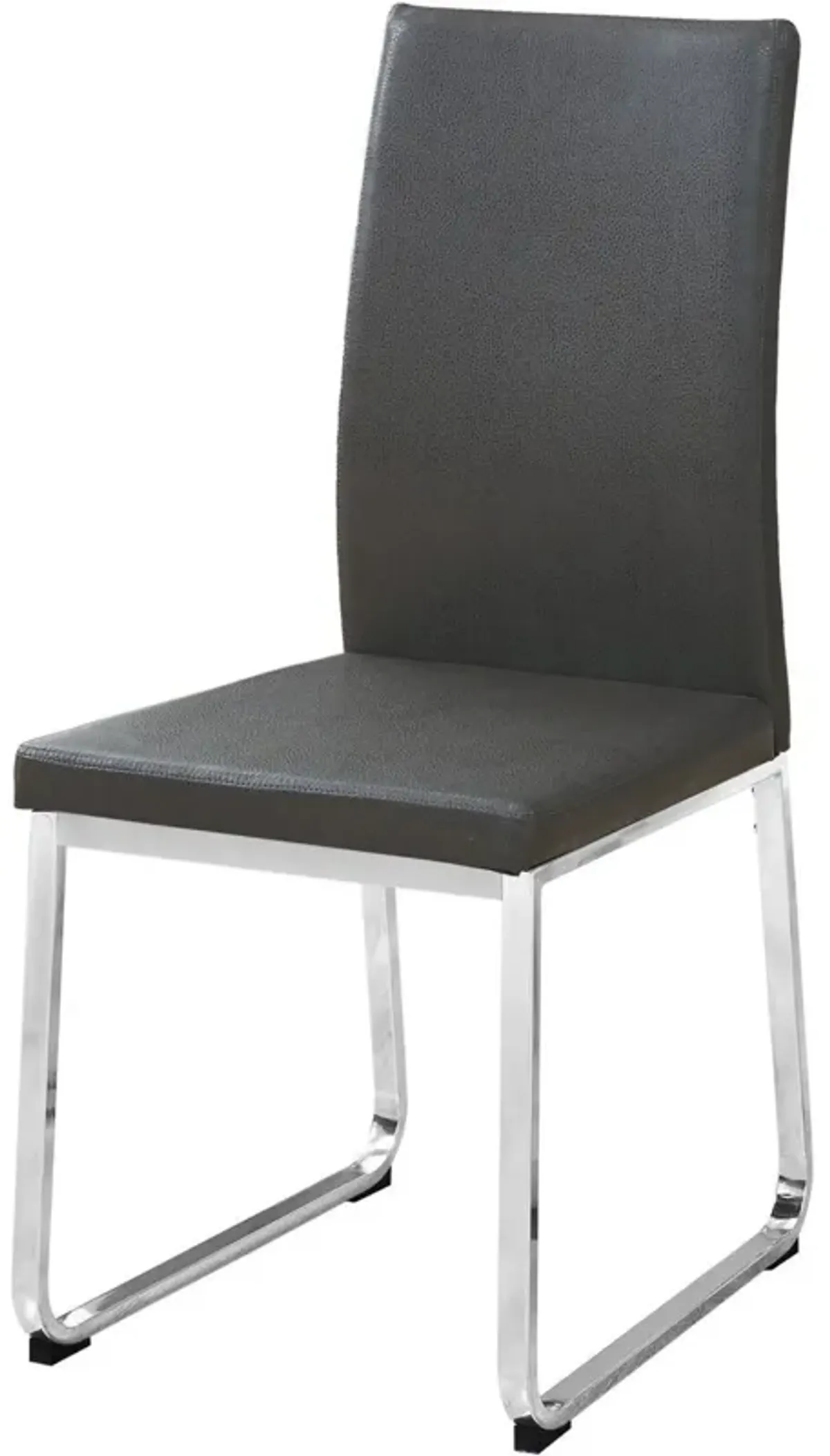 Upholstered Faux Leather Dining Side Chairs (Set of 2) - Gray / Silver