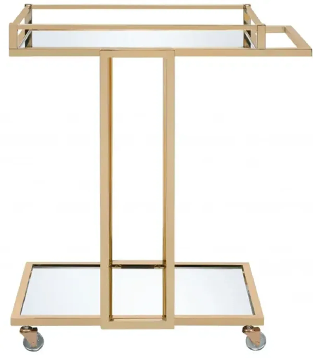 Metal Mirror Casters Serving Cart - Gold