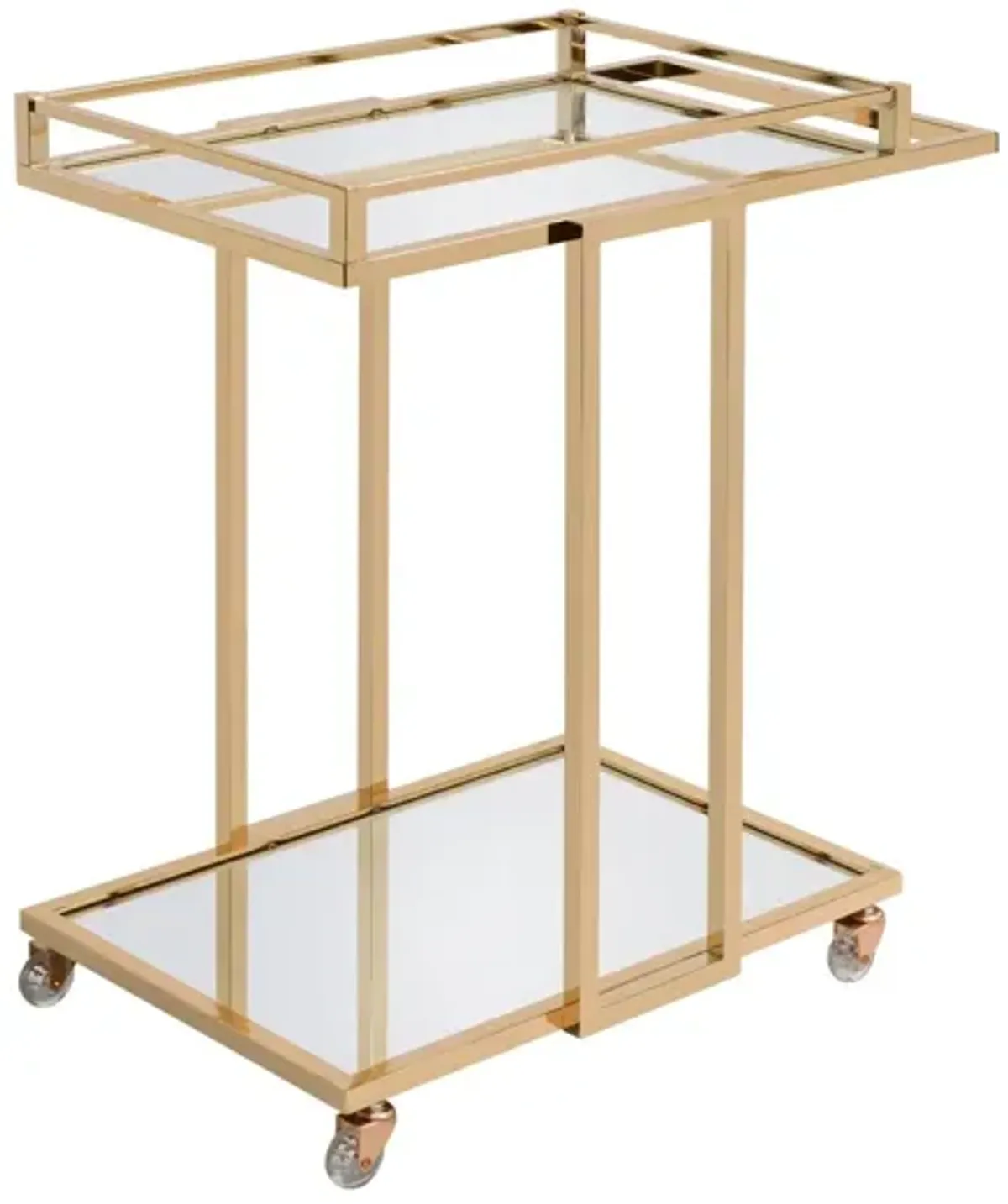 Metal Mirror Casters Serving Cart - Gold