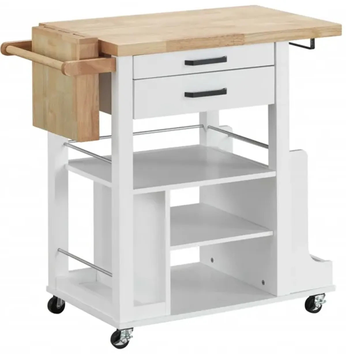 Wood Casters Kitchen Cart - Natural White