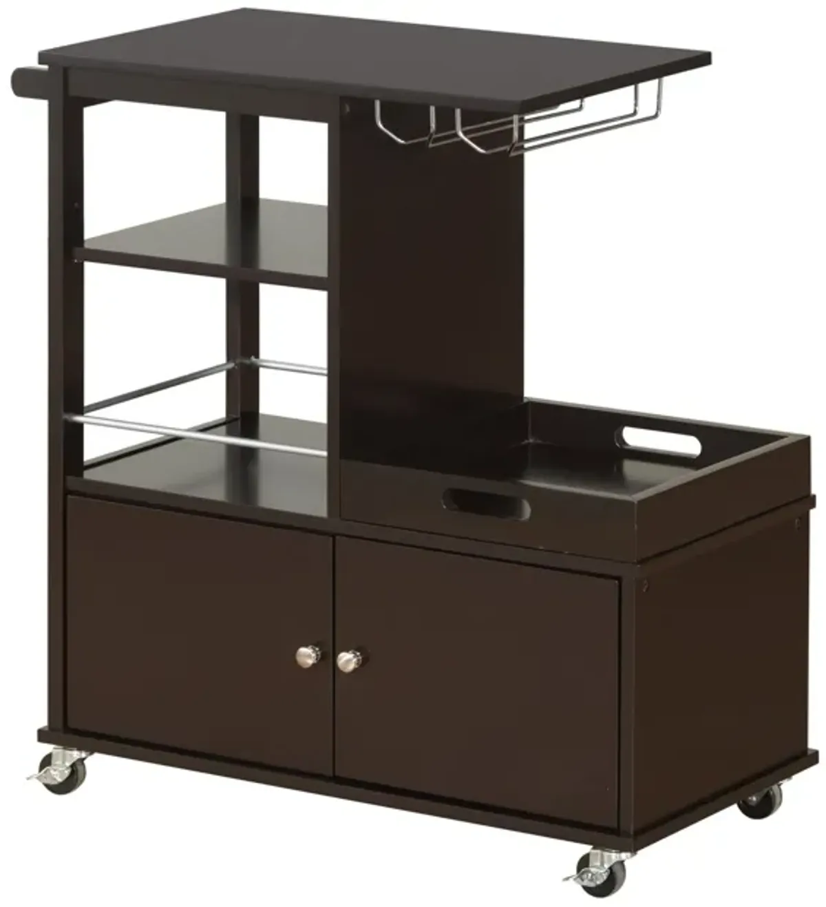 Wenge Wood Casters Kitchen Cart - Brown