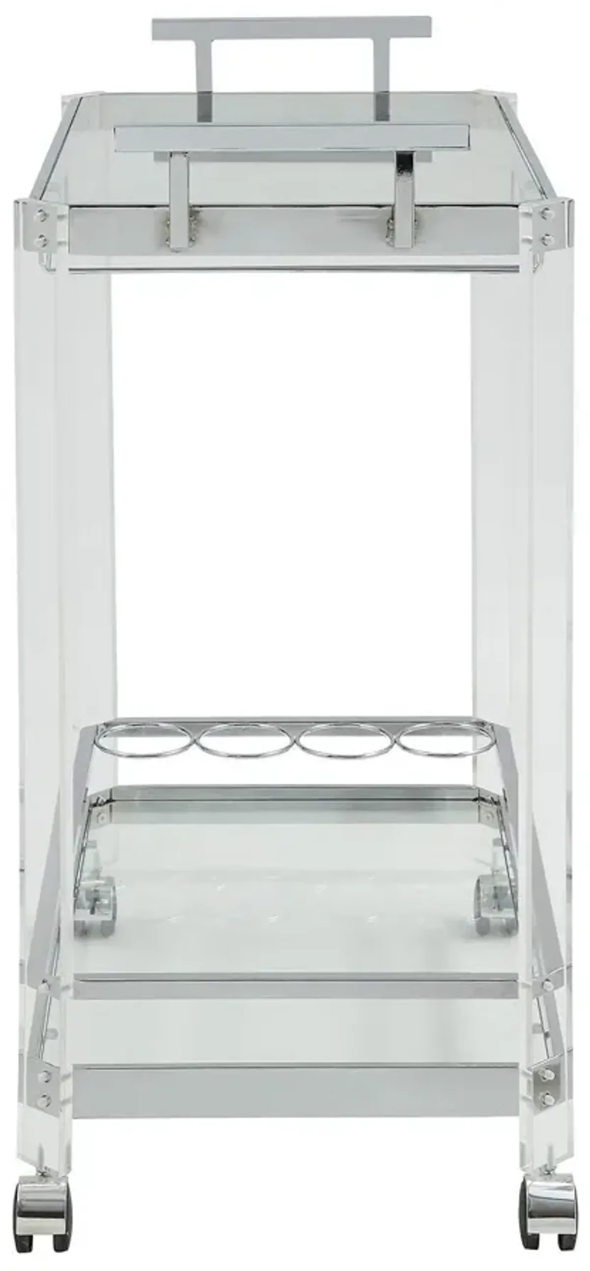 Clear Glass Metal Acrylic Serving Cart - Chrome