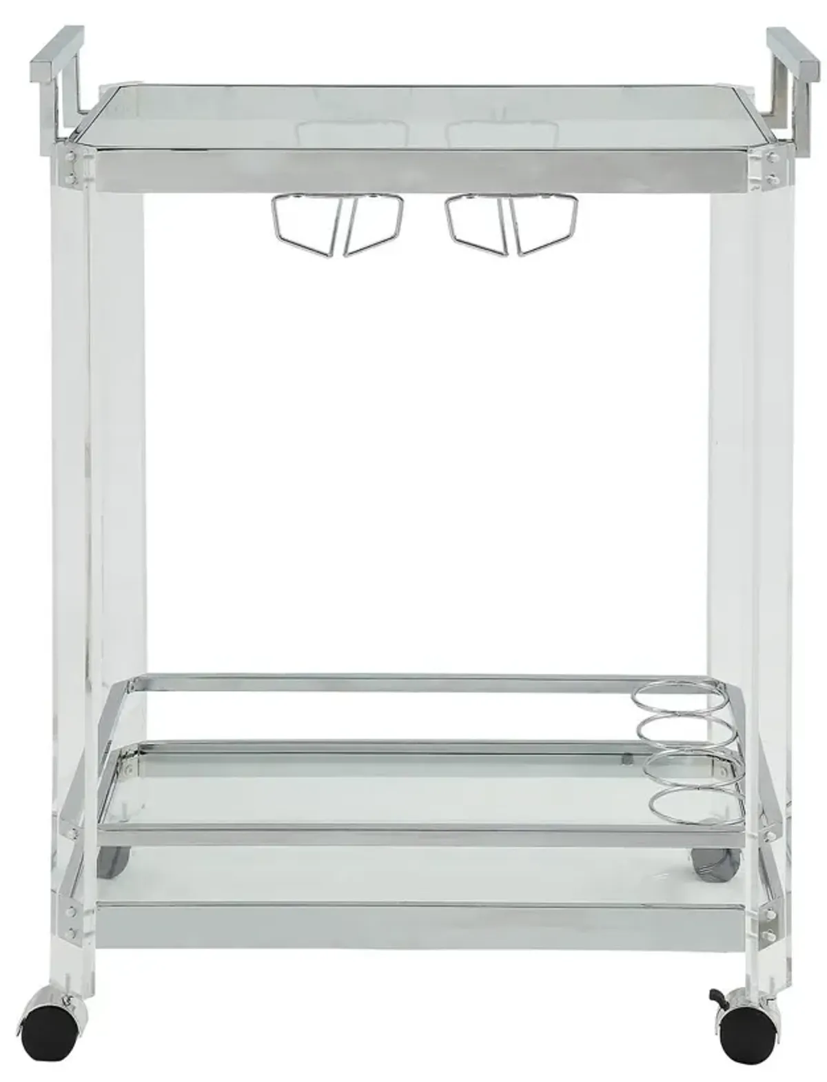 Clear Glass Metal Acrylic Serving Cart - Chrome