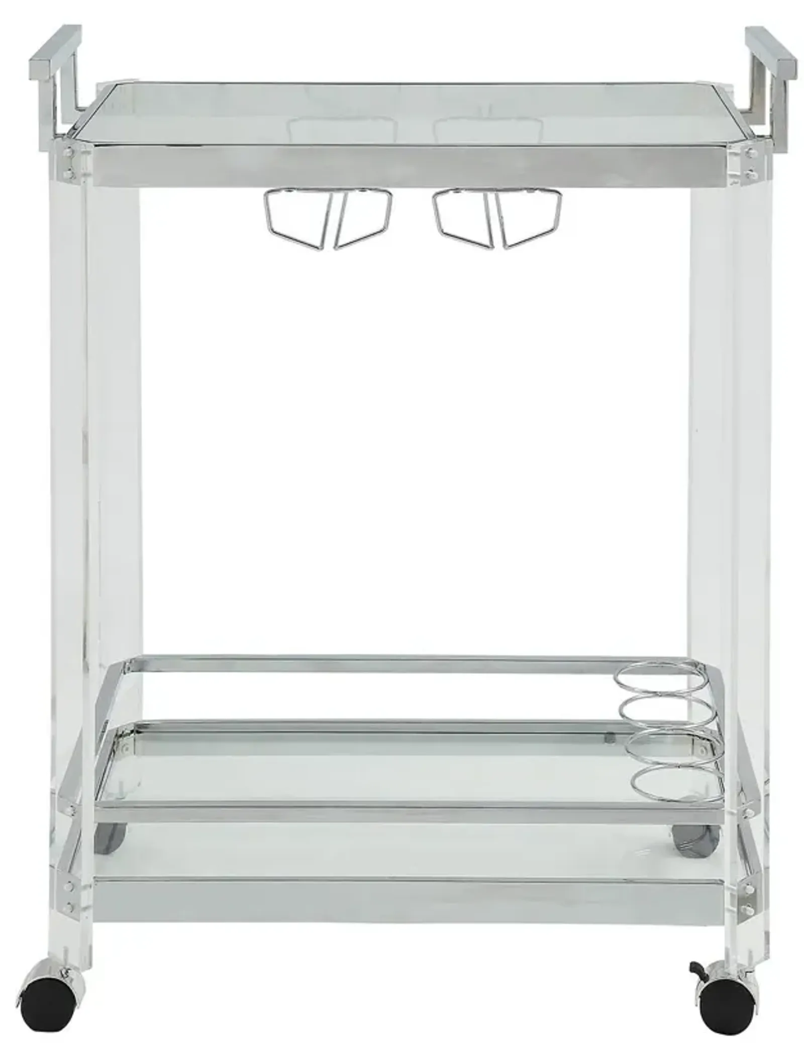 Clear Glass Metal Acrylic Serving Cart - Chrome