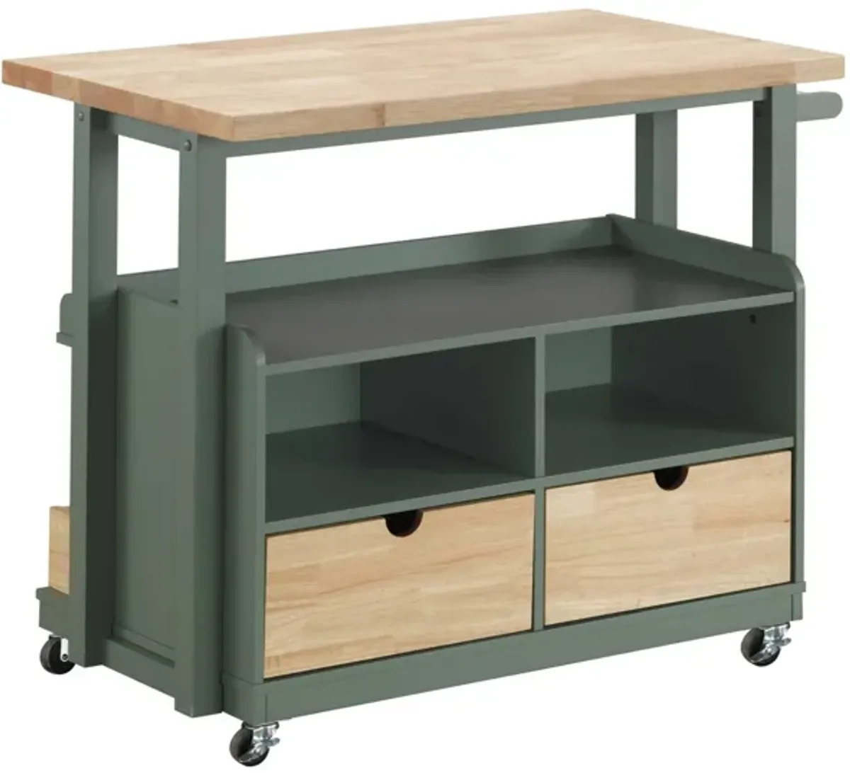 Wood Casters Kitchen Cart - Natural Green
