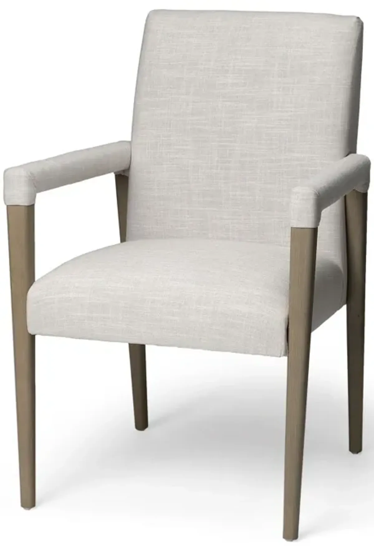 Upholstered Fabric King Louis Back Dining Arm Chair - Cream / Brown