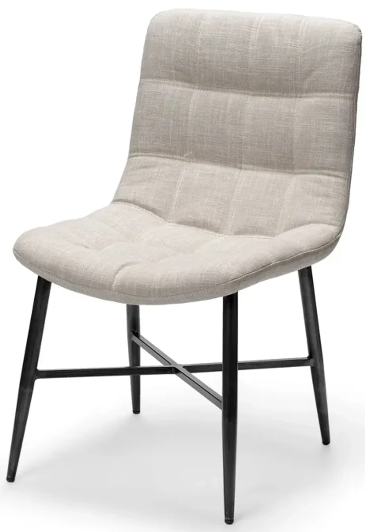 Upholstered Fabric Open Back Side Chairs (Set of 2) - White / Black