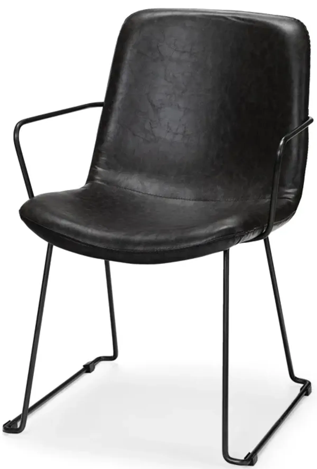 Upholstered Faux Leather Dining Arm Chair - Black