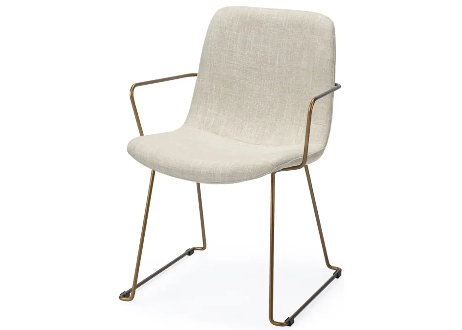 Fabric Wrap With Gold Metal Frame Dining Chair - Cream