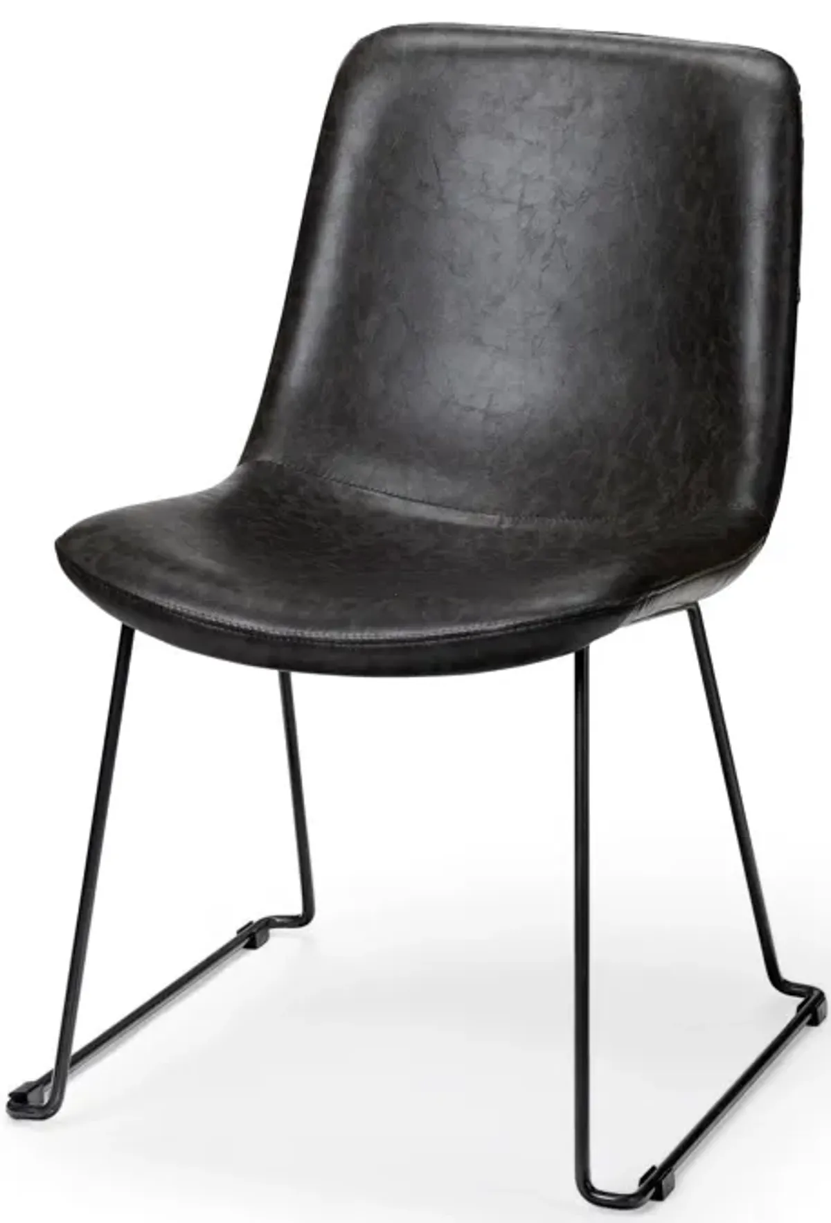 Upholstered Faux Leather Side Chairs (Set of 2) - Black