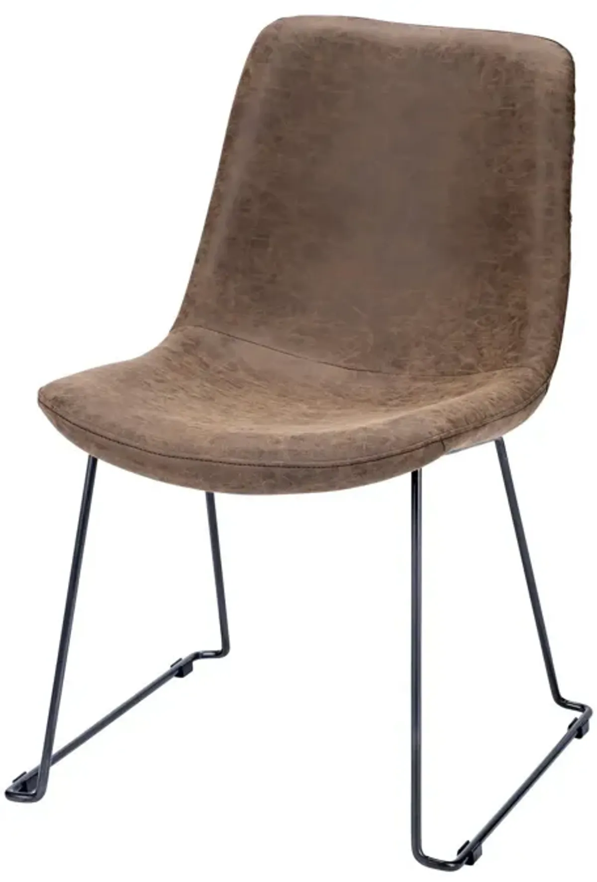 Faux Leather Seat With Black Iron Frame Dining Chair - Brown