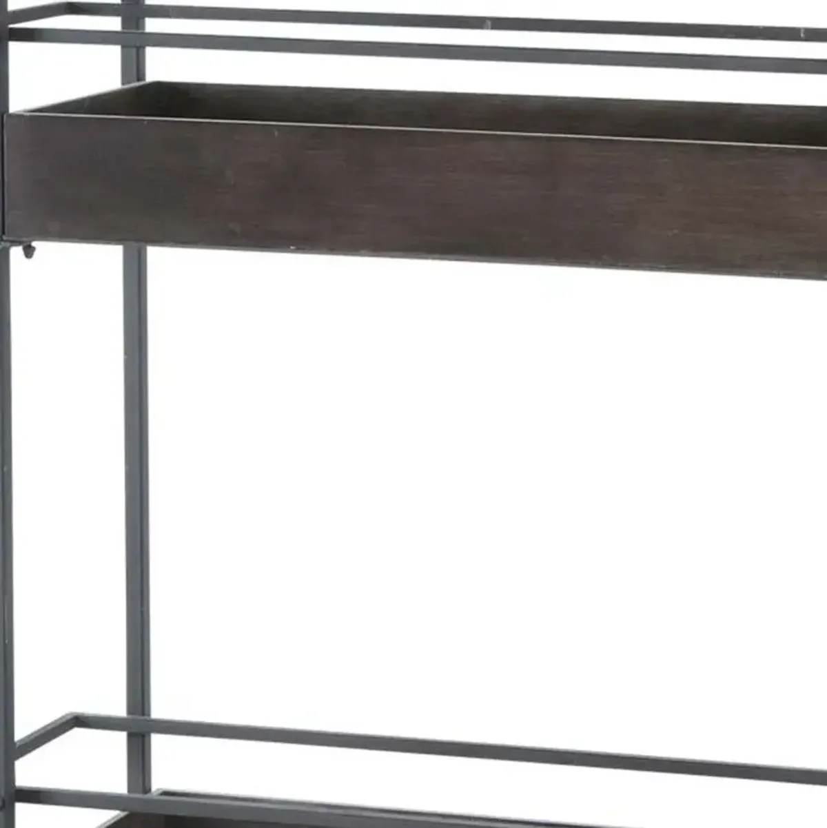 Rectangular Metal With Two Tier Shelves Bar Cart - Gray