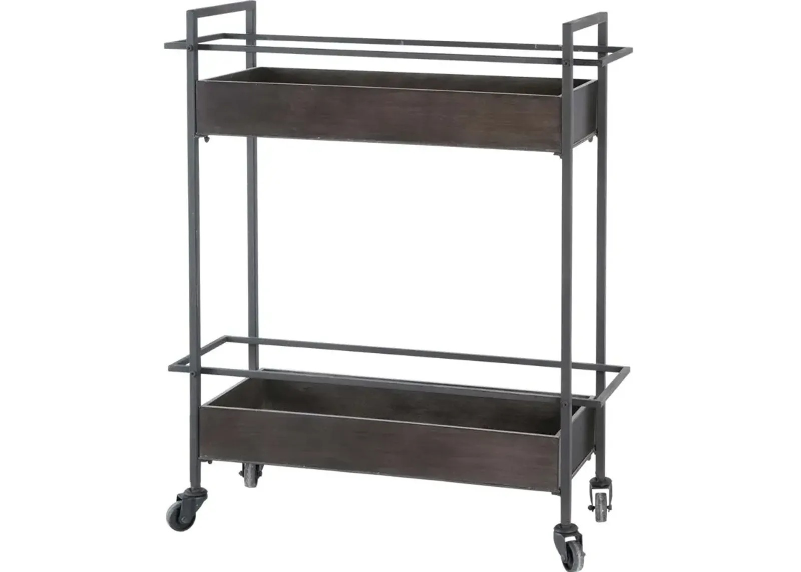 Rectangular Metal With Two Tier Shelves Bar Cart - Gray