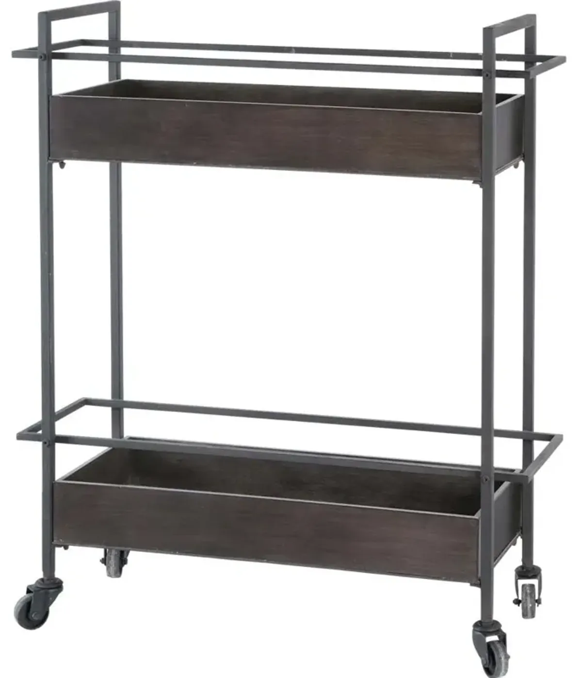 Rectangular Metal With Two Tier Shelves Bar Cart - Gray