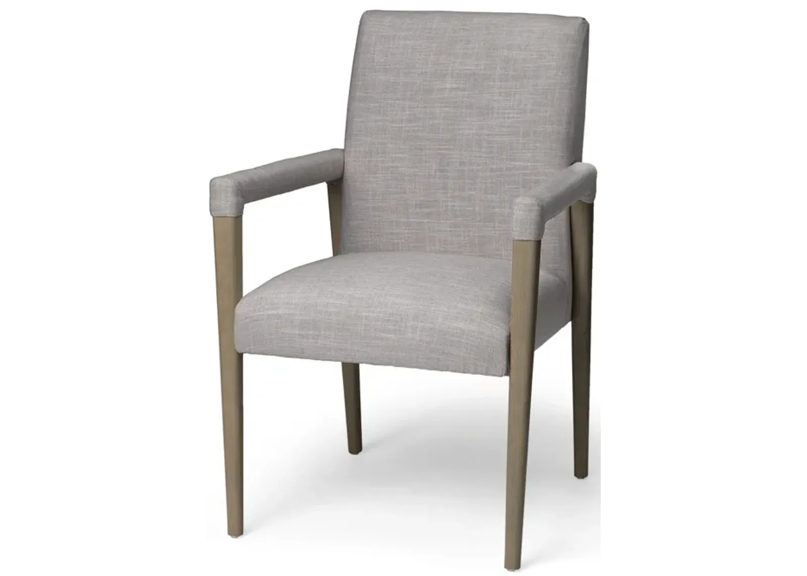 Upholstered Fabric King Louis Back Dining Arm Chair - Gray / Brown