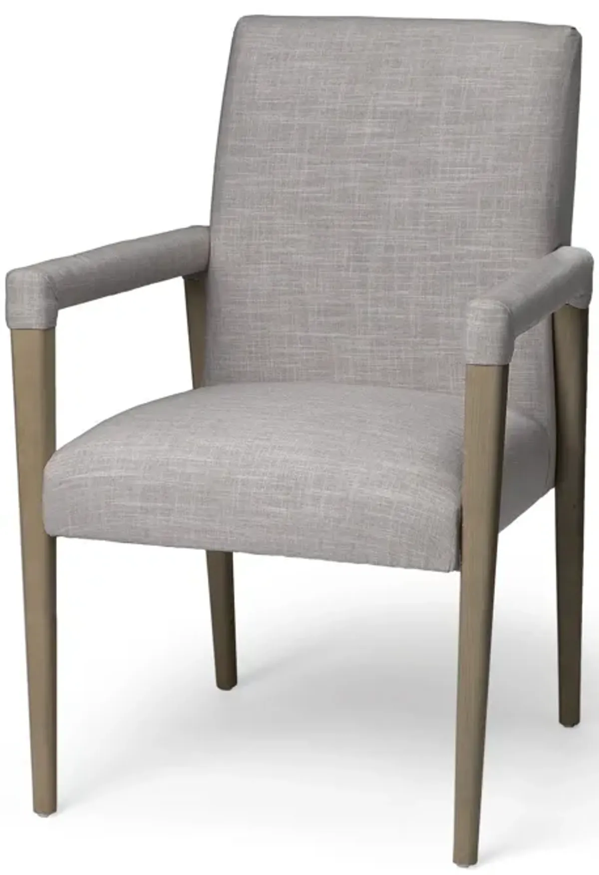 Upholstered Fabric King Louis Back Dining Arm Chair - Gray / Brown