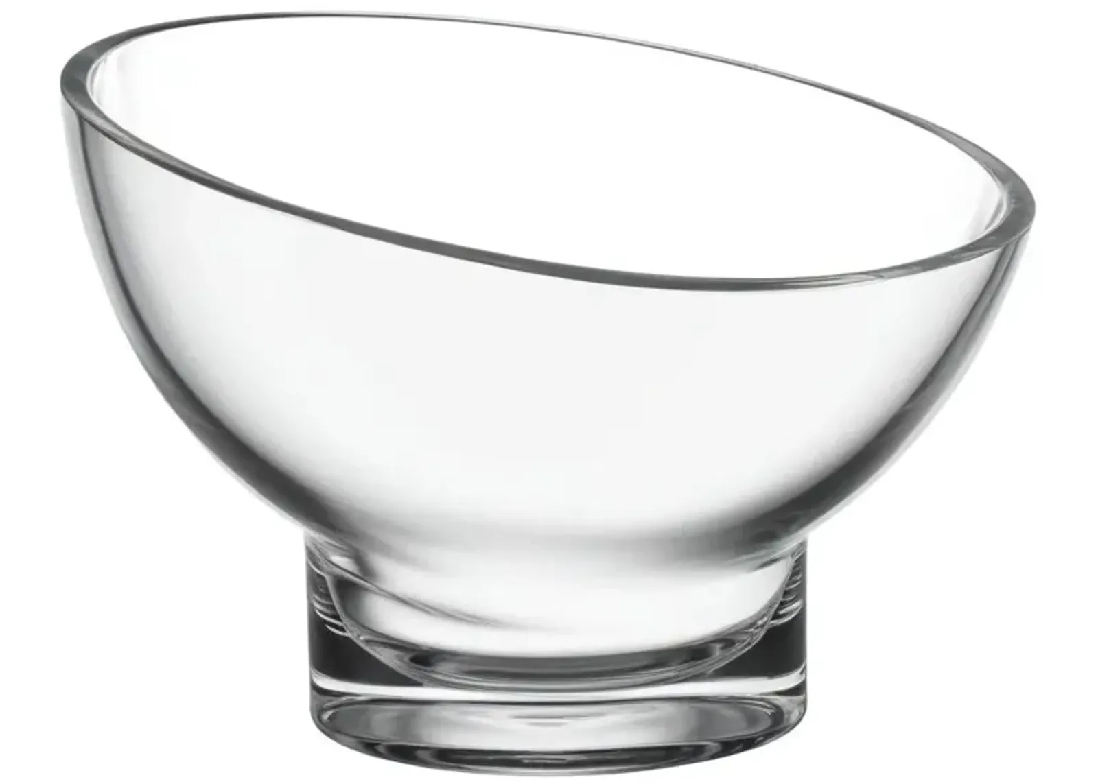 Mouth Blown Slant Edge Glass Candy Bowl - Clear