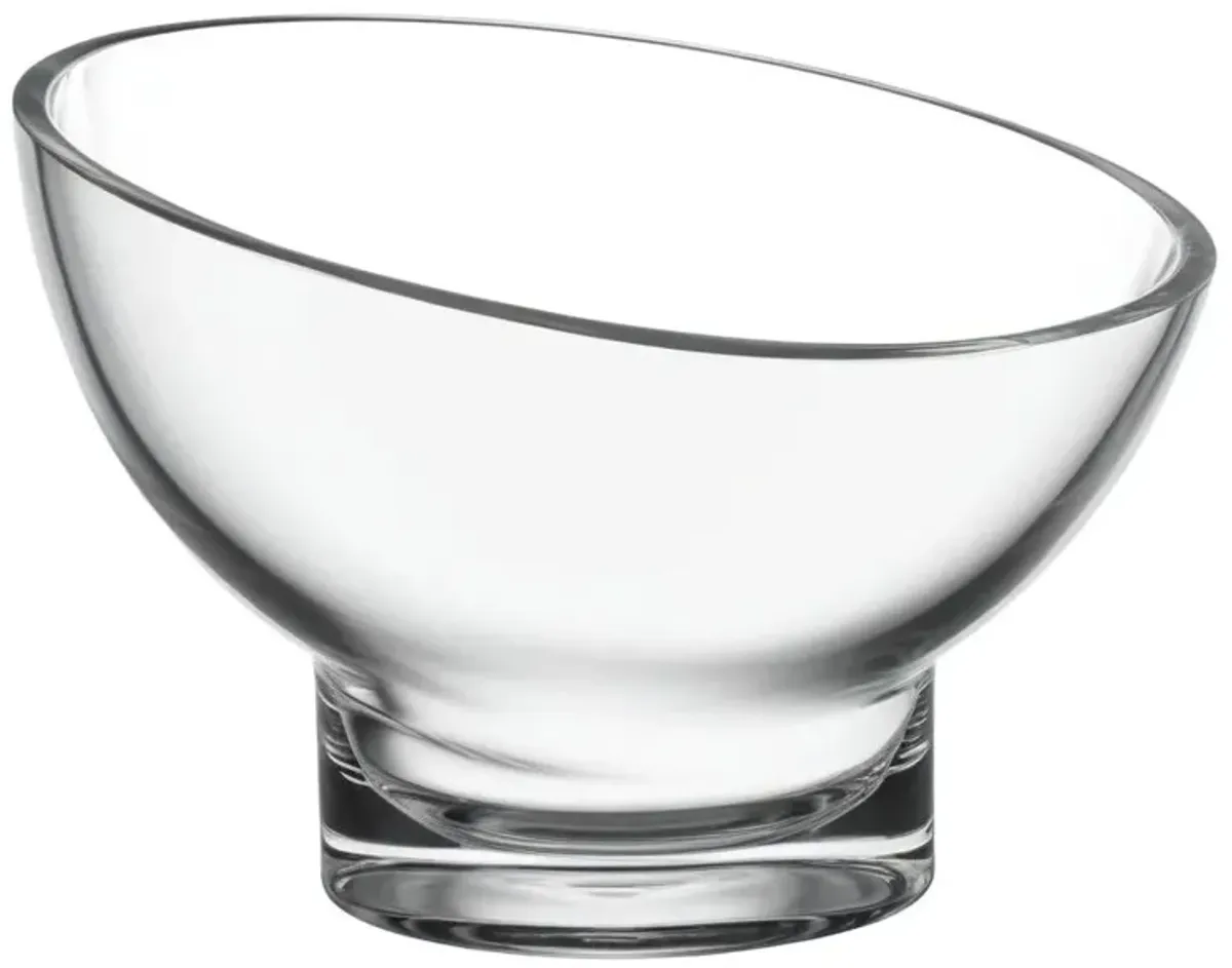 Mouth Blown Slant Edge Glass Candy Bowl - Clear