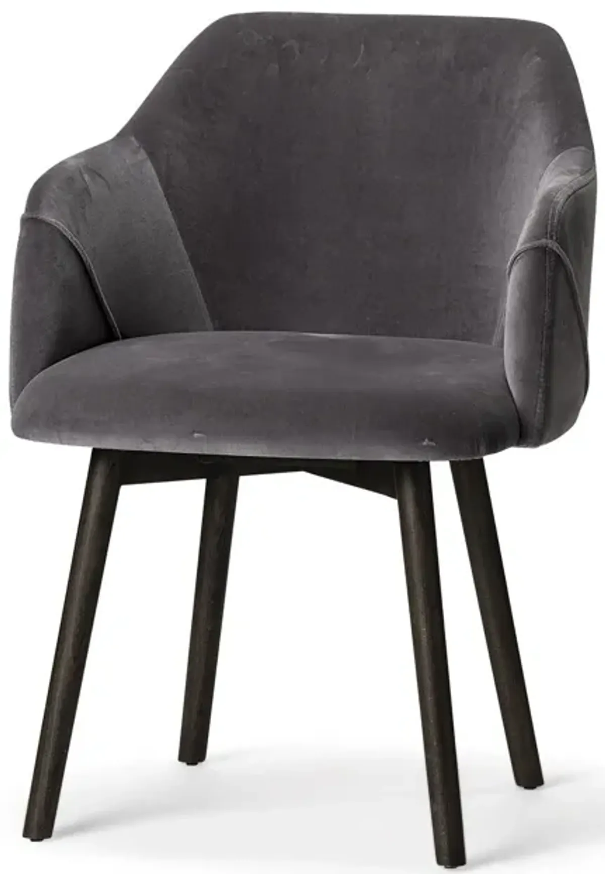 Velvet Wrap With Black Wooden Base Dining Chair - Gray
