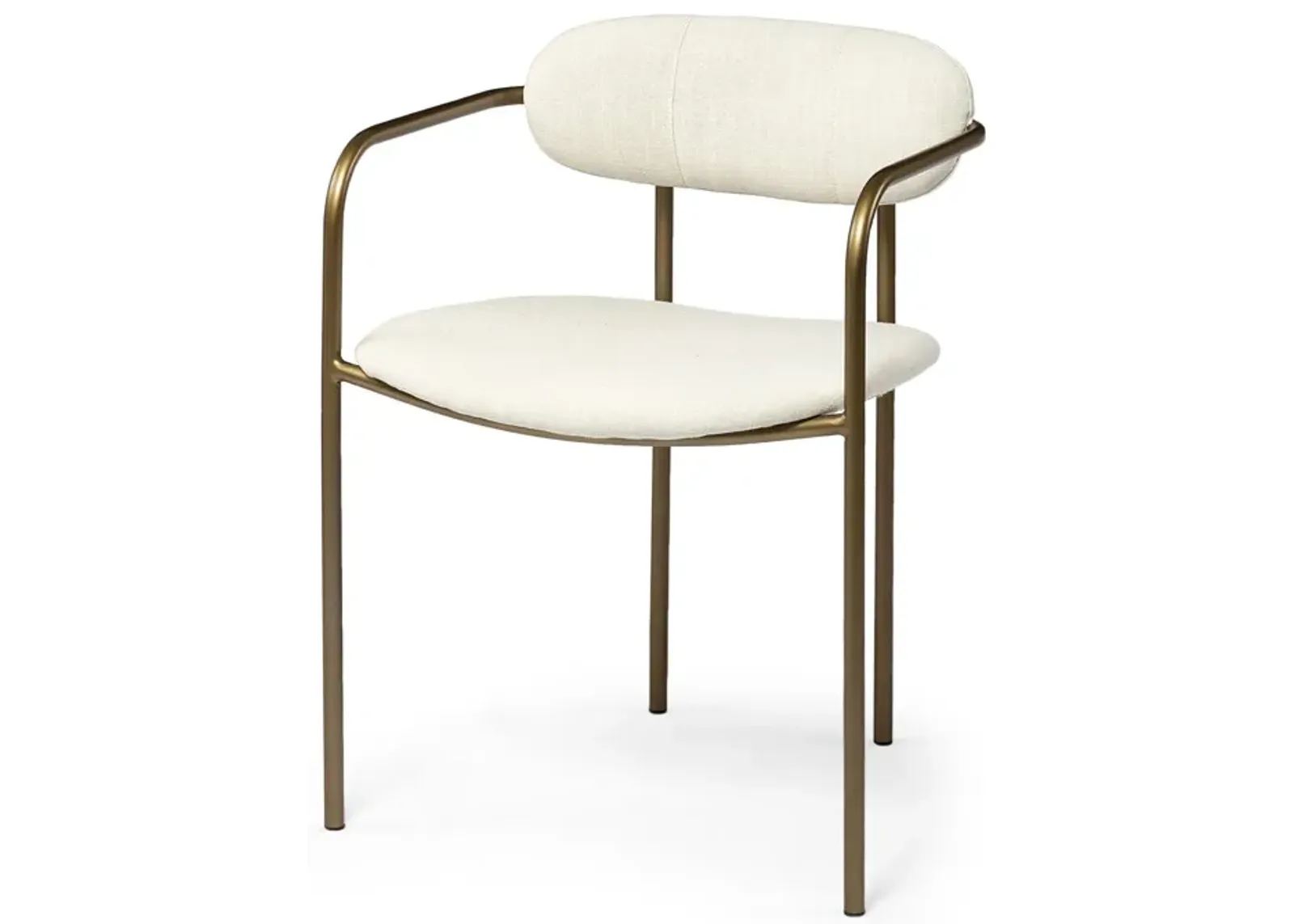 Fabric Seat With Gold Iron Frame Dining Chair - Cream