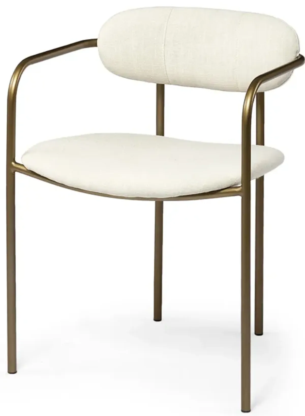 Fabric Seat With Gold Iron Frame Dining Chair - Cream