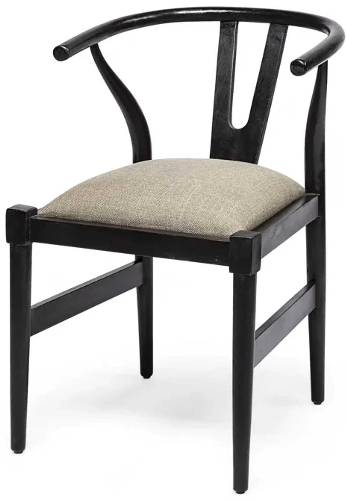 Linen Seat With Wooden Base Dining Chair - Black