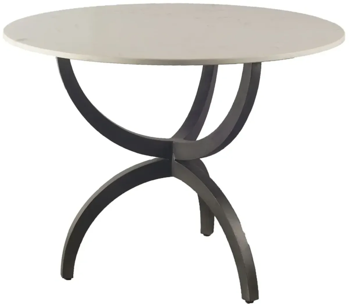 Round Marble Top With Metal Base Dining Table - White / Black